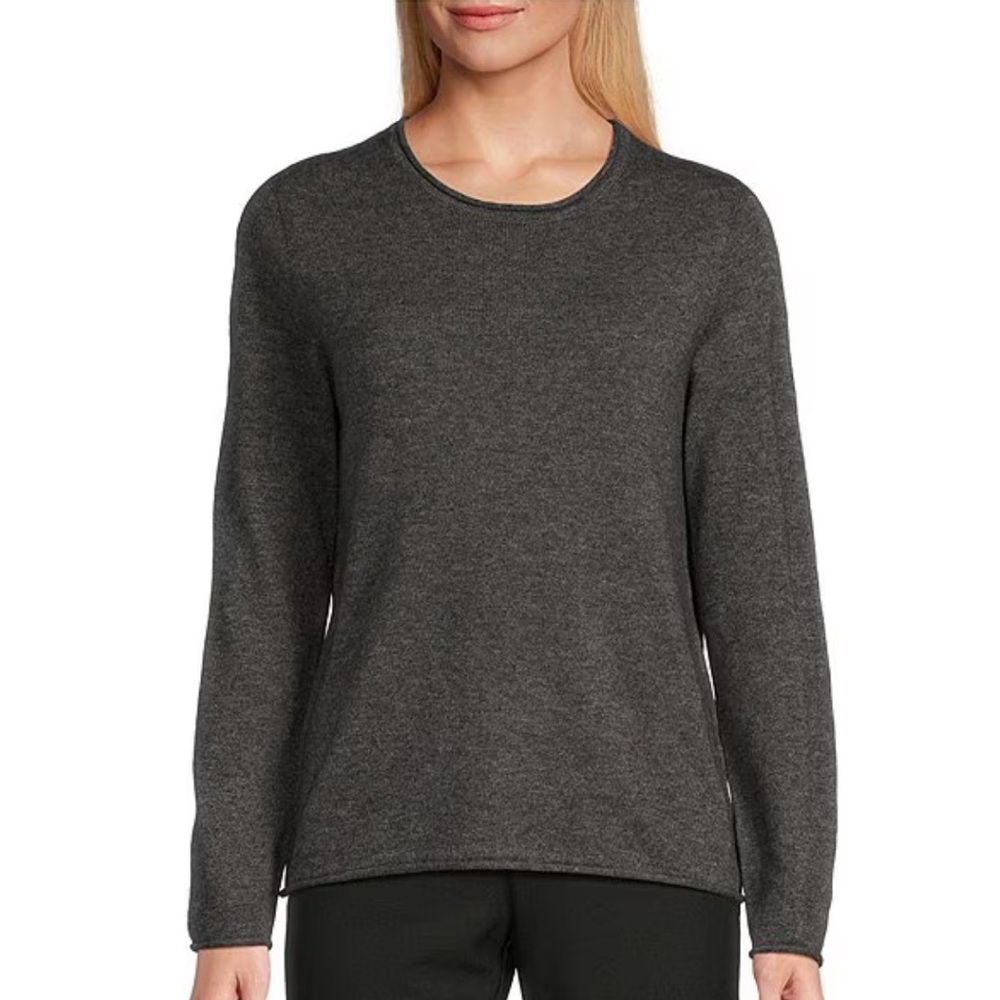 Dillards Investments Petites Gray 70% Wool 30% Cashmere Crewneck Sweater Small